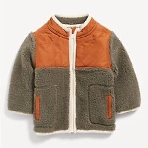 Old navy Kids Jacket - green and Orange Sherpa fleece